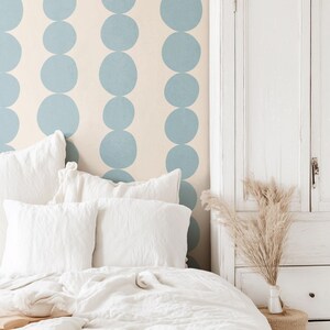 Blue Retro Scandi Wallpaper | Large Scale Mid Century Organic Shapes | Kids Room or Hallway Walls | Peel & Stick or Traditional image 5