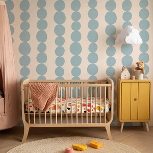 Blue Retro Scandi Wallpaper | Large Scale Mid Century Organic Shapes | Kids Room or Hallway Walls | Peel & Stick or Traditional image 6