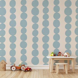 Blue Retro Scandi Wallpaper | Large Scale Mid Century Organic Shapes | Kids Room or Hallway Walls | Peel & Stick or Traditional image 15