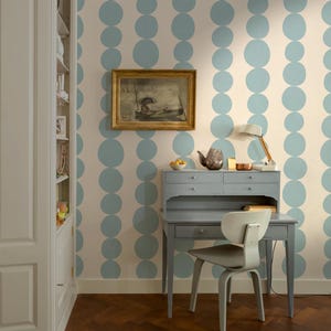 Blue Retro Scandi Wallpaper | Large Scale Mid Century Organic Shapes | Kids Room or Hallway Walls | Peel & Stick or Traditional image 18