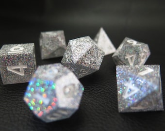 Magical Disco DND Dice Set: Handmade Glitter Sharp Edge Resin Polyhedral RPG D&D Gifts