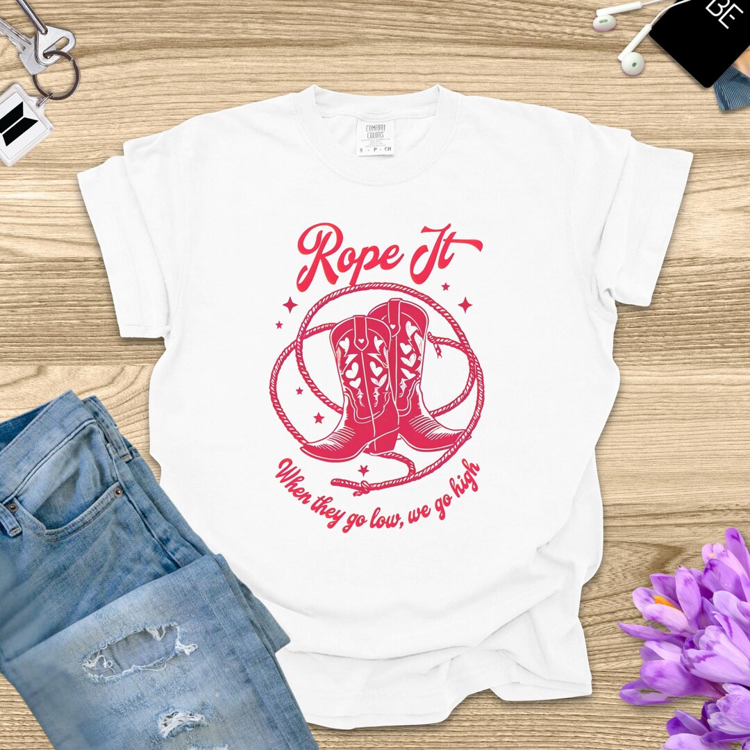 BTS Jin Rope It Shirt, Red Cowboy Boots Graphic Tee, Jin Solo Inspired ...