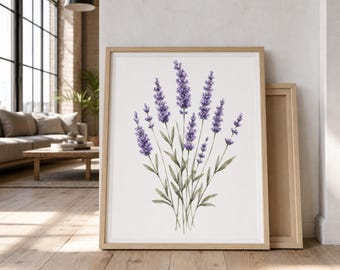 Vintage Lavender Botanical Print, Floral Wall Art, Cottagecore Wildflower Poster, Flower Lover Gift