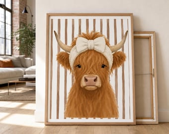 Highland Cow Bathroom Wall Art, Funny Cow Print, Quirky Bathroom Decor, Bathroom Wall Decor