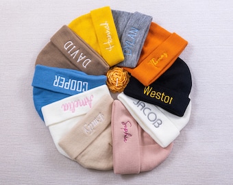 Embroidered Custom Name Baby Beanie, Personalized Acrylic Knit Hat