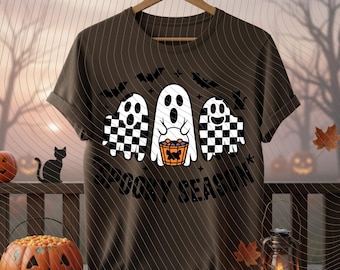Retro Ghosts Tis The season Checkered Halloween PNG Ghost Checkers Halloween Trendy Fall shirt design Cute Ghost Spooky Season Png ORIGINAL