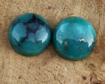 Natural Arizona Turquoise Cabochons: 10mm Round Blue Gemstones For Jewelry Making Ring Stone ( 5.80Ct )