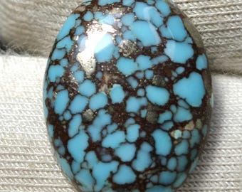 Natural Arizona Turquoise Oval Cabochon, Blue Spiderweb Gemstone, Jewelry Making Stone