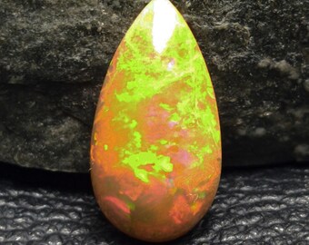 Ethiopian Opal Cabochon, 3.25 CT Pear Shape Fire Opal Loose Gemstone