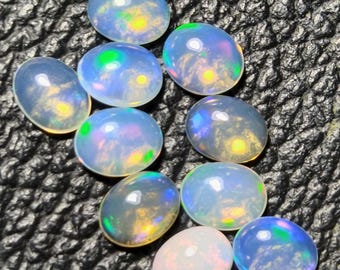 Natural Ethiopian Opal Cabochon 5x4mm Multi Color Fire Gemstone for Jewelry Making