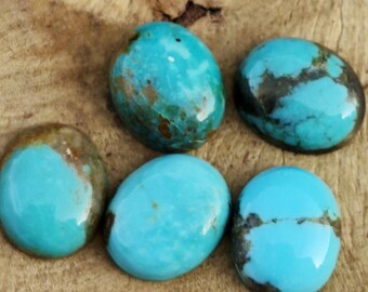 Arizona Turquoise Oval Cabochons (9x11mm) for Jewelry Making – 5 Piece Lot