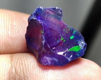 Natural Ethiopian Opal Rough, Blue Base, Neon Green Fire, Jewelry Making Gemstone