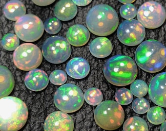 Ethiopian Welo Fire Opal Round Cabochons – Multi Color Flash Gemstones for Jewelry Making