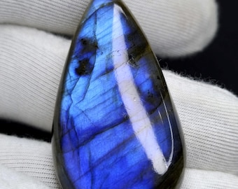 Blue Flash Labradorite Pear Cabochon for Jewelry Making (44x23mm)