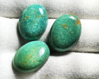 15×20mm 3 Pcs Lot Arizona Turquoise Oval Cabochon 31.50 Carat Natural Gemstone Set For Handmade Jewelry Gift For Her & Gift For Him