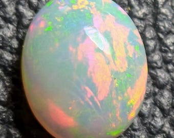 Natural Ethiopian Opal Cabochon – Bright Multicolor Fire Opal – Oval Loose Gemstone for Jewelry Making