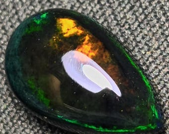Natural Black Opal Pear Cabochon: 3.50 Ct Fire Opal for Jewelry Making