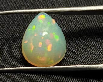 Welo Fire Opal Cabochon: 2.90 Carat Pear Shape Ethiopian Opal Gemstone For Jewelry Making