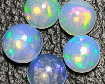 Natural Ethiopian Opal Round Cabochons – Rainbow Fire Gemstone for Jewelry Making