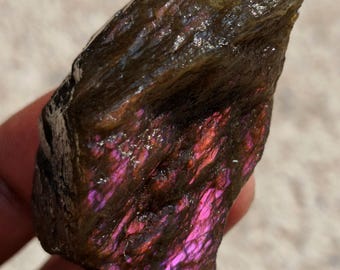 Natural Purple Flash Labradorite Rough Slab, Large Wire Wrap Cabochon Stone