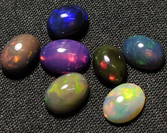 Ethiopian Welo Opal Cabochon Lot (7 Pcs) – Rainbow Fire Gemstone
