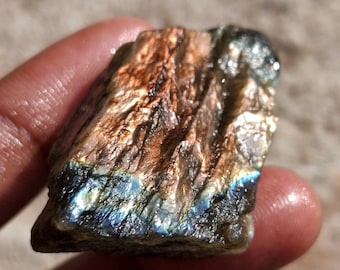 Golden Blue Flash Labradorite Rough Stone, Wire Wrap Pendant Supply, Lapidary Cabochon