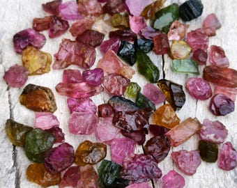 Natural Multicolor Tourmaline Raw Lot  Tourmaline Gemstone Rough Unpolished Tourmaline Uncut Raw Jewelry Making Stone