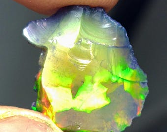 Ethiopian Crystal Opal Rough – Yellow Green Fire Gemstone for Jewelry Making