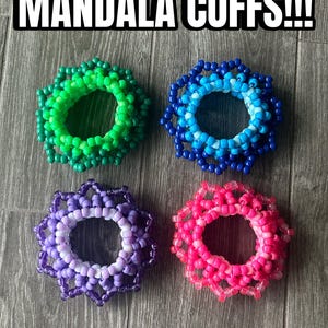Kandi Mandala Cuff Bracelet, Premade, Customizable, Party Favors, Birthday Gift, Christmas Gift, Handmade, Festival, Plur and Rave Jewelry