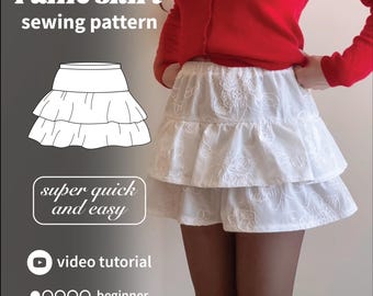 Layered Ruffle Skirt Sewing Pattern | Sizes: 3XS-3XL | YouTube Video Tutorial | Beginner Friendly