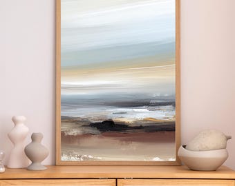 Art mural paysage abstrait neutre – Décoration murale minimaliste, impression de maison moderne