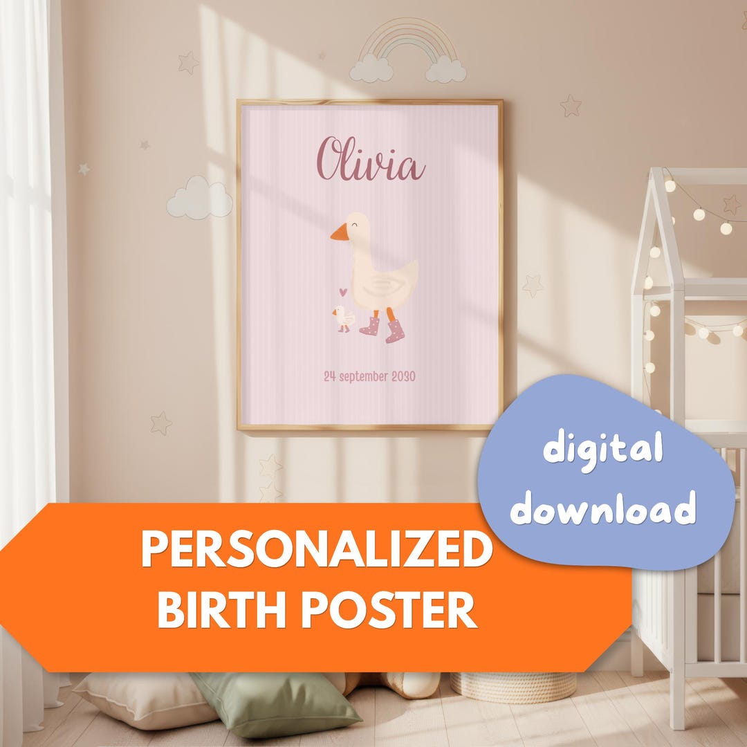 Personalized Birth Poster | Baby Name Poster | Custom Nursery Wall Art ...