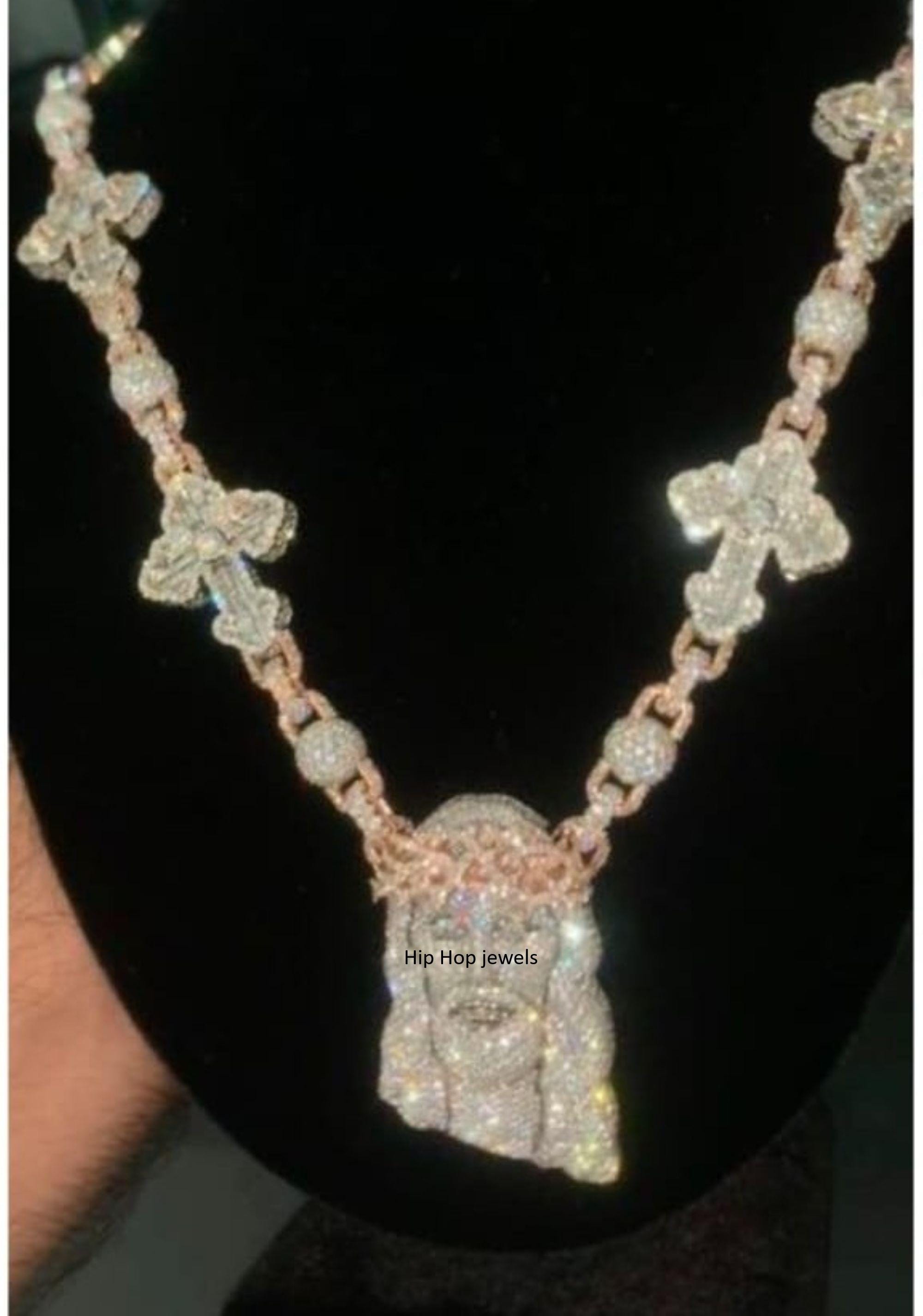 Handmade Fully iced out Simulated Jesus Men Faced Pendant Jesus Faced Pendant Hip Hop jewelry Simulated  Custom Handmade Simulated  Pendant