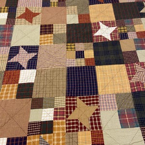 Handmade Primitive Star Quilt King Patchwork Plaid Country Farmhouse Claudia Knoll 2010