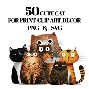 Funny cats clipart, Cute cat clip art, Kawaii Cat, Cat icons, Pet illustrations Printable stickers Planner supplies Vector Commercial use