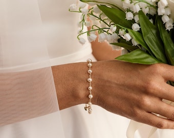 Gold Pearl Beads Bracelet, Natural Freshwater Pearl Bracelet, Wedding Bracelet, Wedding Jewellery, Bridesmaid Gift, Mothers Day Gift for Her