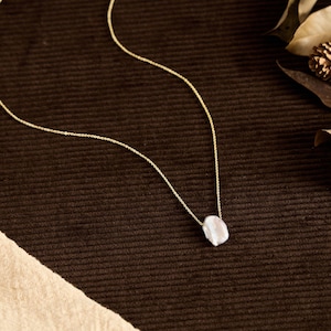 Natürliche Süßwasser Barockperlenkette, zierliche Perlenkette, Goldkette, Brauthalskette, Hochzeitsschmuck, Brautjungfer Geschenk für Sie