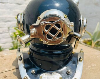 ヴィンテージスタイルのネイビーダイバーヘルメット - ハンドメイドの 