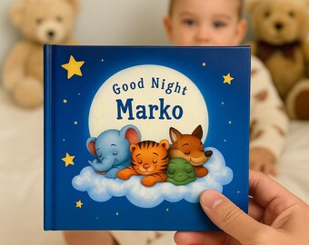 Libro de cuentos personalizado para bebés con nombre: Buenas noches, cuento para dormir personalizado con nombre, regalo para baby shower, primer cumpleaños, recuerdo de bautizo