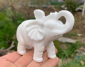 大理石　象の置物 グリーン大理石象の置物クリスタル象の像石の動物の彫刻手彫り石象の