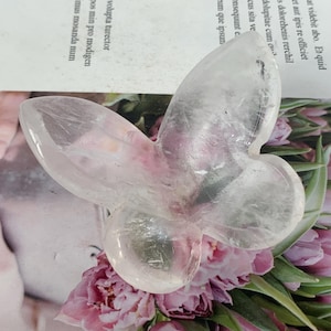 Cráneo de mariposa de cuarzo transparente natural de 2,4 pulgadas, tallado a mano, mariposa de cristal, cráneo de mariposa, decoración del hogar, regalos de cristal, 1 pieza