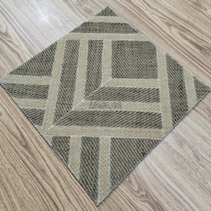 Handmade Wool Flatweave Rug: Gold Geometric Kilim, Bohemian Decor