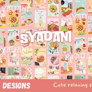 Food sticker delicious sticker digital cute arts japanese for decoration minimalist art sticker for book lover printable handmade sticker
