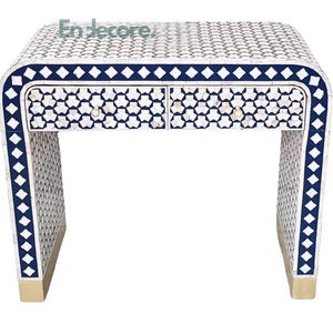 Handmade Mother of Pearl Inlay Console Table: U-Shaped Entry Table
