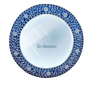 Handmade Bone Inlay Round Mirror:  Boho Wall Decor