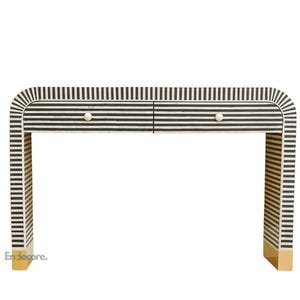 Handmade Bone Inlay U Console Table: Luxury Indian Entryway Furniture
