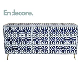 Handmade Bone Inlay Dresser: Moroccan Nine-Drawer Sideboard