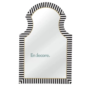 Striped Bone Inlay Wall Mirror – Handmade Luxury Frame for Living Room, Vanity, Bathroom, or Hallway Décor | Endecore Art