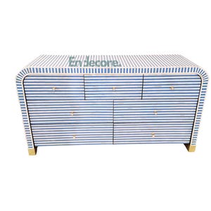 Bone Inlay Buffet Cabinet: Handmade Indian Sideboard with 7 Drawers