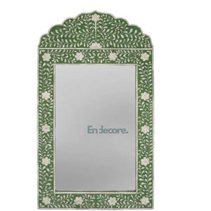Handmade Bone Inlay Mirror Frame for Wall Hanging | Decorative Vanity Mirror Frame | Reflective Bone Inlay Home Decor | Free Shipping
